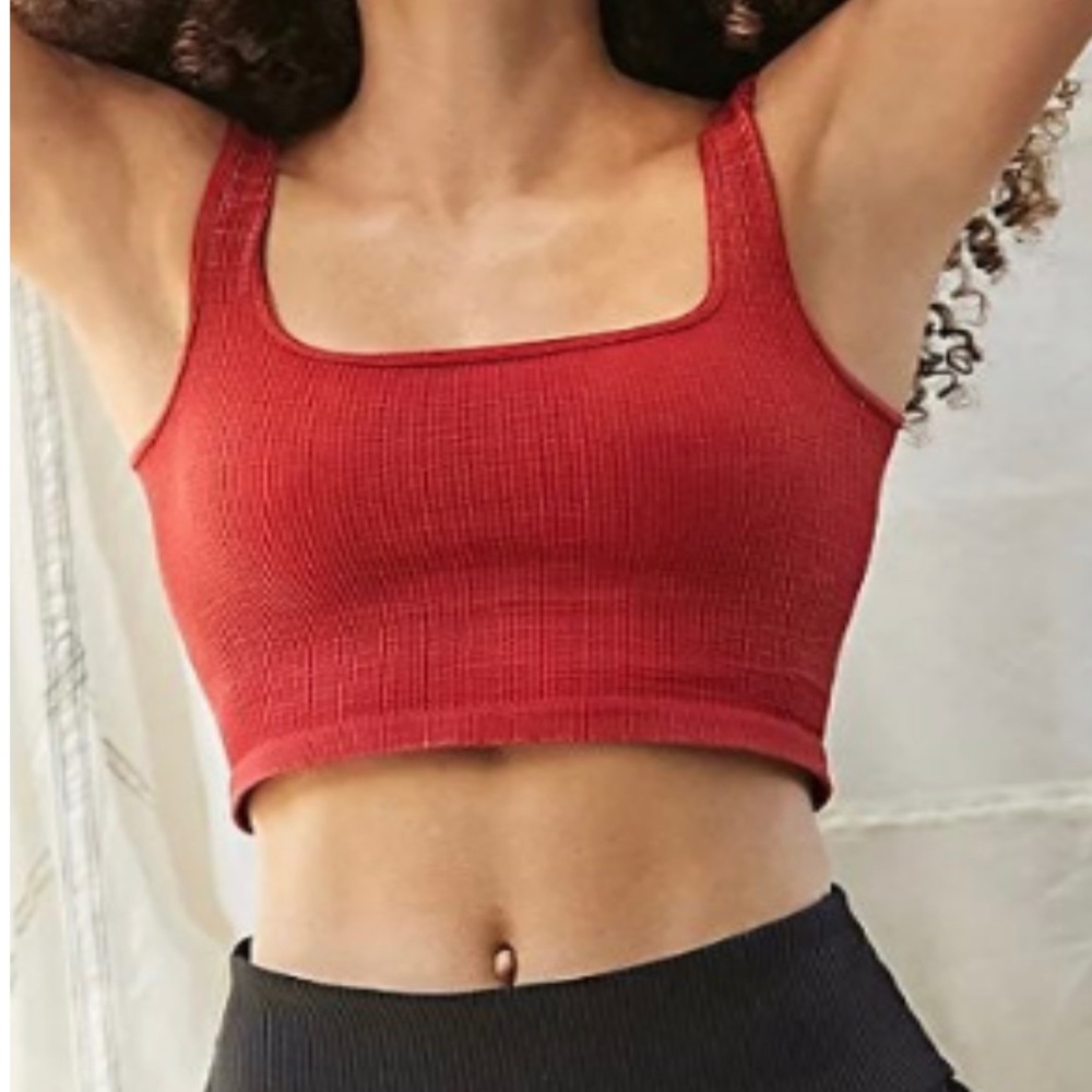 NWOT Free People Happiness Runs Square Neck Crop Top in Maraschino size M/L